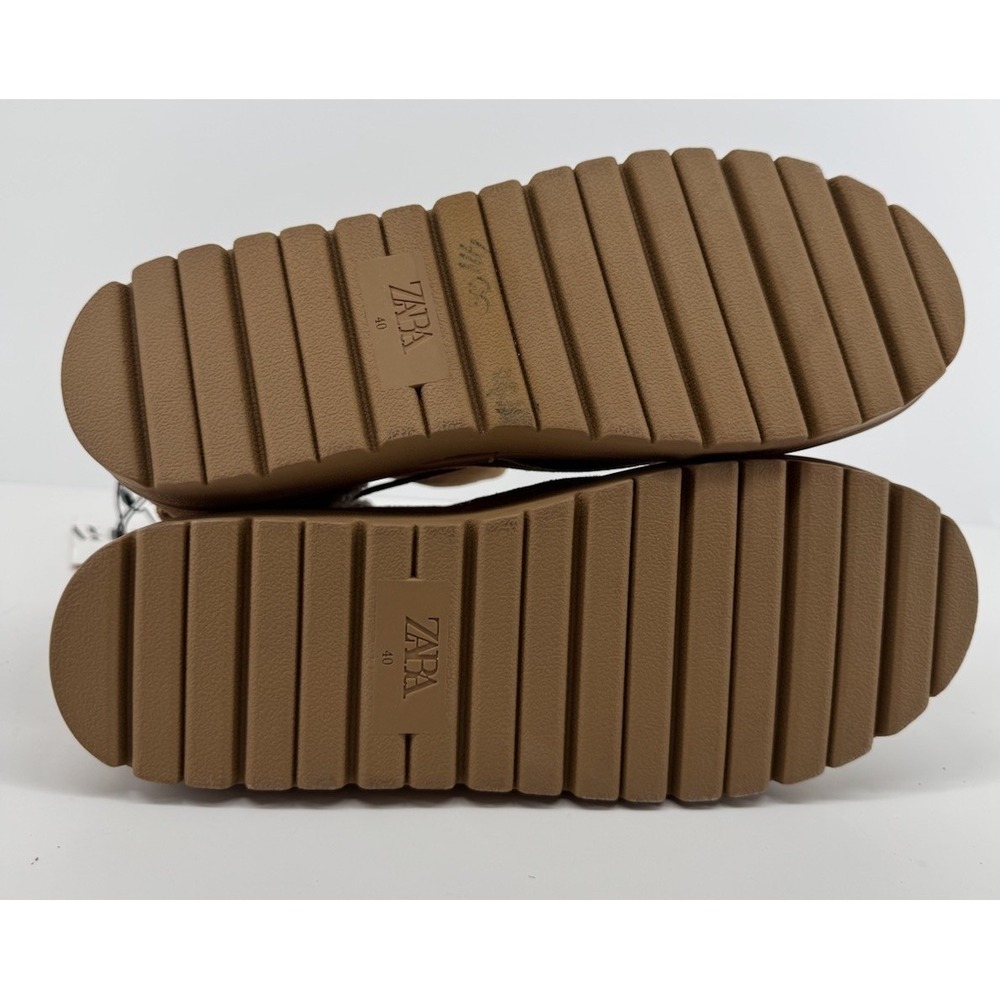 ZARA NWT Cozy Shearling Lined Suede Ankle Boots Chestnut Brown Moto Buckle Sz 9 - Picture 8 of 15